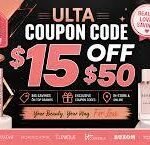 ulta coupon code $15 off $50